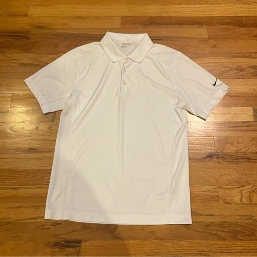 NIKE Dri Fit White Golf Polo Small